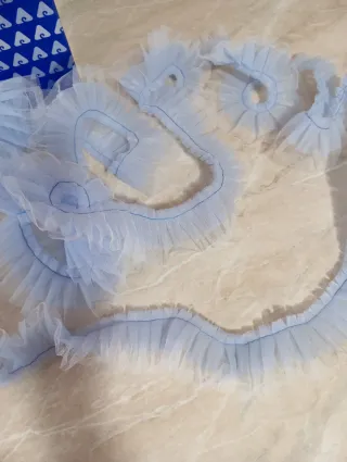 Nastro tulle azzurro plissettato