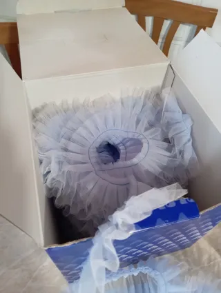 Nastro tulle azzurro plissettato