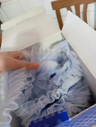 Nastro tulle azzurro plissettato