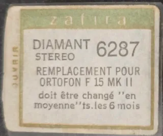 Aguja Tocadiscos Ortofon F 15 MK II Diamante