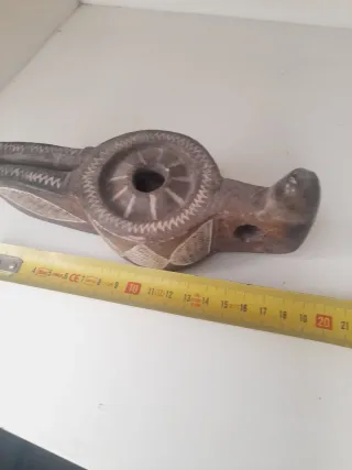 Lamparina/Candeia a Óleo Pedra/Madeira