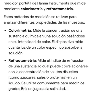 Medidor Fotómetro Hanna HI 96701C Cloro Libre
