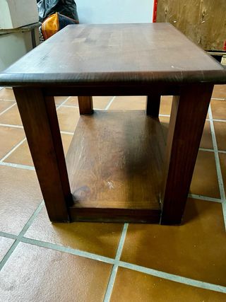 Mesita auxiliar madera maciza con ruedas