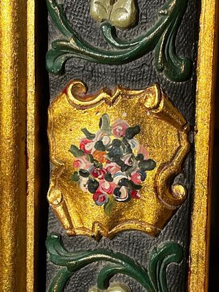 Espejo Antiguo Marco Resina Dorado Floral