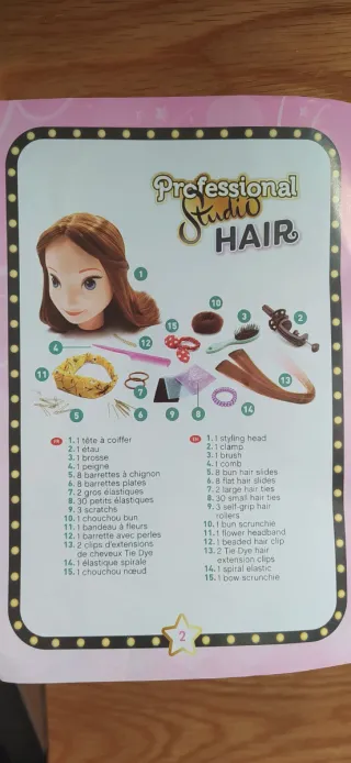 Cabeza de peinado Buki con accesorios