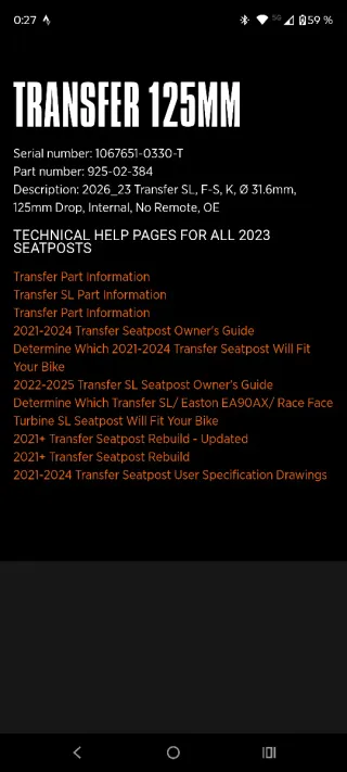 Tija Fox Transfer SL Kashima 31.6 x 125mm