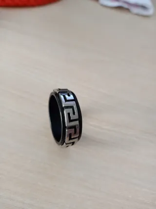 10 Anillos Acero Diseño Griego y Rayas