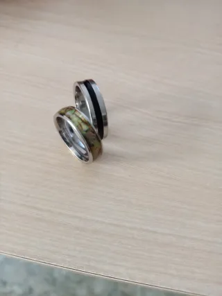 10 Anillos Acero Diseño Griego y Rayas