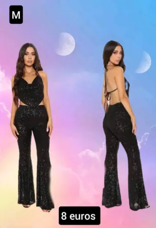 Conjunto top y pantalón lentejuelas fiesta