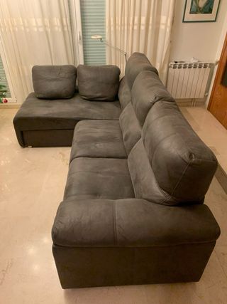 Sofá Chaiselongue Reclinable Cuero Marrón