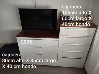 Conjunto Cajonera blanca y madera