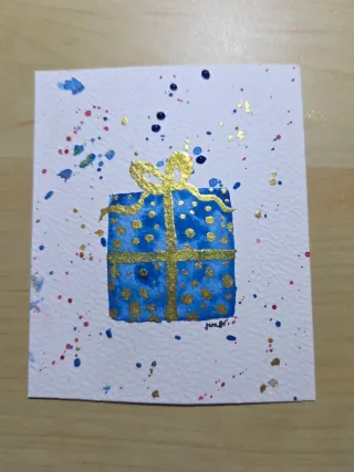 Trío acuarelas navideñas originales + marcos Vinty