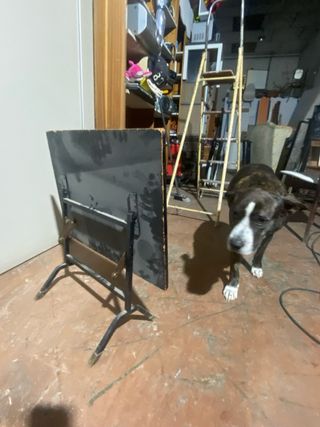 Mesa plegable de metal y madera