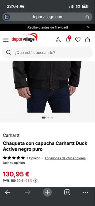 Chaqueta Carhartt con capucha Negra
