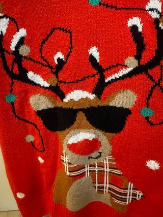 Jersey Adulto Navideño Reno con Gafas de Sol