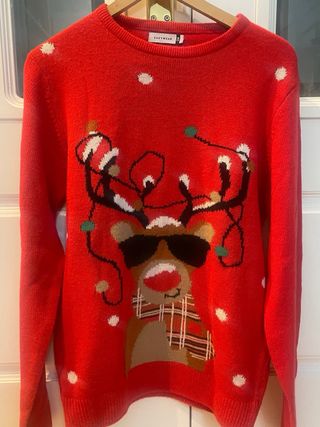 Jersey Adulto Navideño Reno con Gafas de Sol