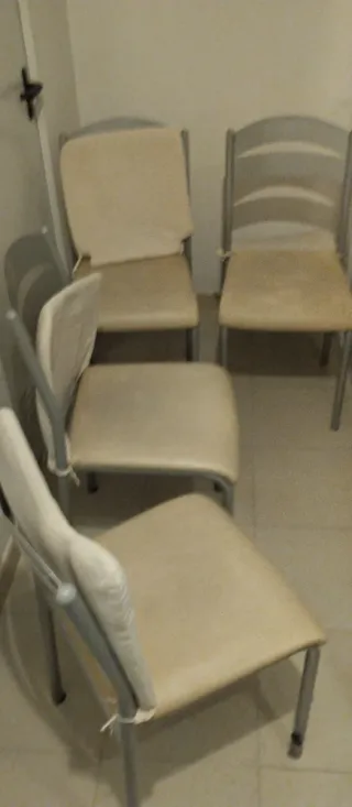 4 Sillas Cocina Metal Beige/Gris