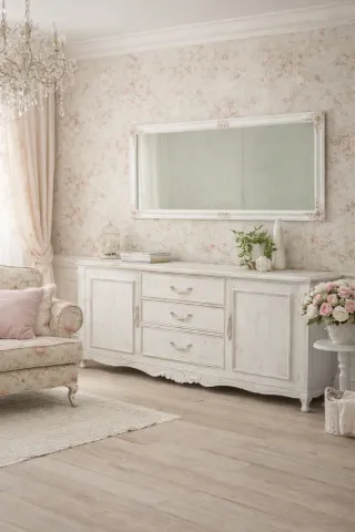 Espejo romántico madera blanco