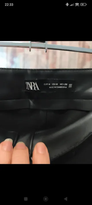 Pantalón motero Polipiel Zara Negro