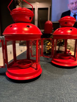 2 Faroles Rojos Decorativos