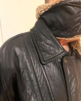 Chaqueta de piel hombre negra.