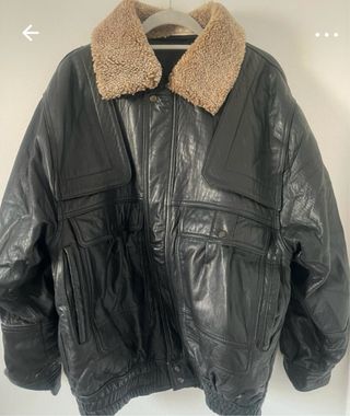 Chaqueta de piel hombre negra.