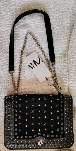 Bolso piel Zara negro