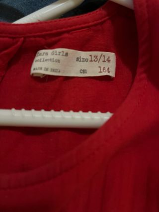 Vestido rojo bordado talla 13/14 cm 164 ZARA