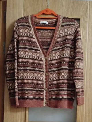 Chaqueta punto mujer varios tonos marrón/dorado