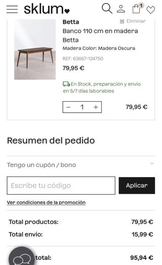 Banco de madera Sklum NUEVO