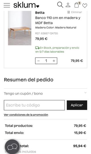 Banco de madera Sklum NUEVO