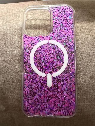 Funda iPhone 15 Pro Max Morada Glitter