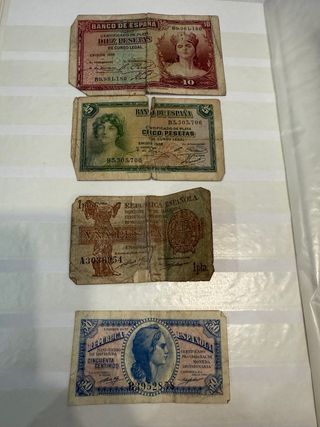Billetes de España, Portugal 50, 100 y 500 Pesetas