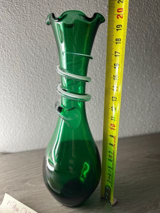 Vaso Murano Verde Spirale Vetro Lavorato Mano