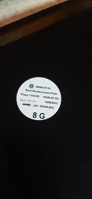Aislante interior techo VW Polo