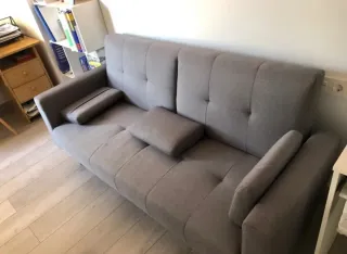 Sofá chaise longue gris tela