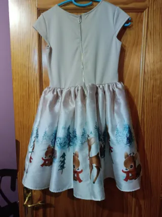 Vestido fiesta H&M reno Navidad beige  Talla 8-10