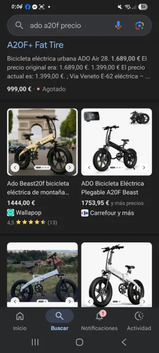 Bicicleta Eléctrica plegable Ado A20f Fat Bike