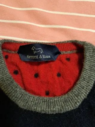 Maglione blu con taschino grigio