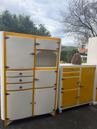 Mueble Cocina Vintage Blanco y Amarillo