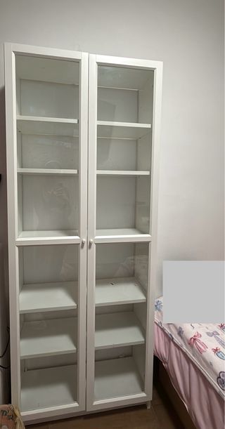 Vitrina Mueble Blanco Madera y Cristal