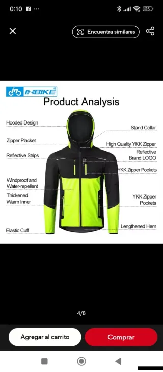 Chaqueta térmica negra y amarilla