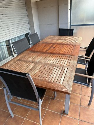 Mesa de terraza madera y metal