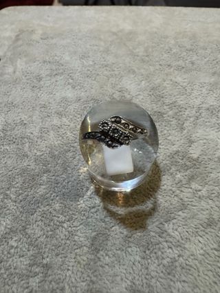 Anel Prata Marcassites Contraste