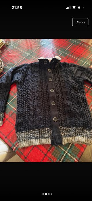 Cardigan Uomo Maglia Intrecciata Blu