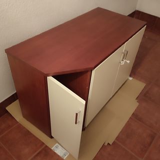 Mueble TV 115cm Beige/Marrón Madera