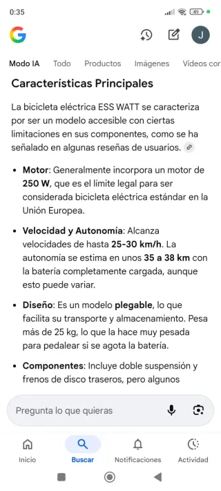 Bicicleta Eléctrica Plegable Ess Watt