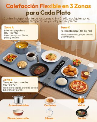 Bandeja Calienta Platos 3 Zonas independientes