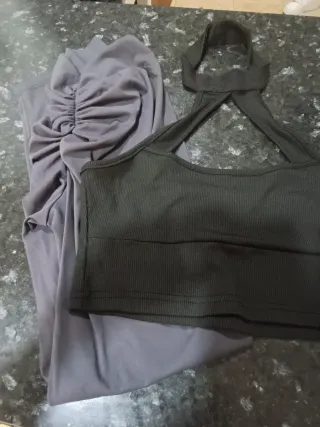 Conjunto Calsa y Top Negro/Gris