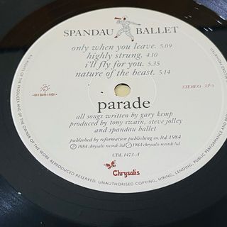 SPANDAU BALLET - Parade Vinilo UK 1984